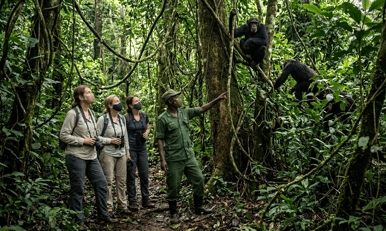 chimpanzee trekking in the Bururi Nature Reserve.