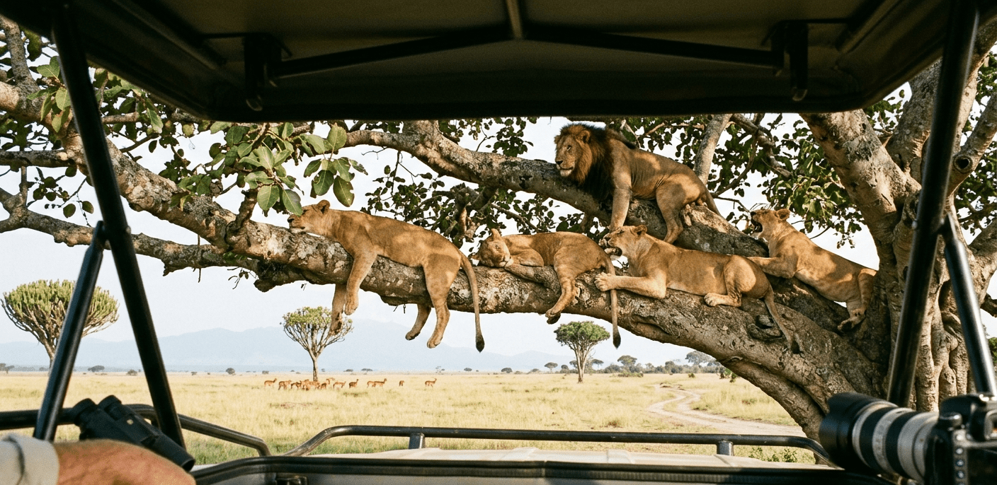 Tree climbing lions seen in Ishasha