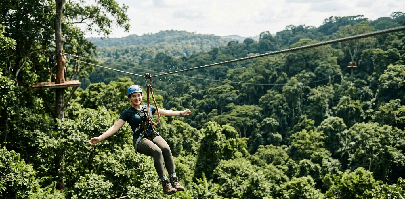 Zip-lining in Mabira Forest Uganda