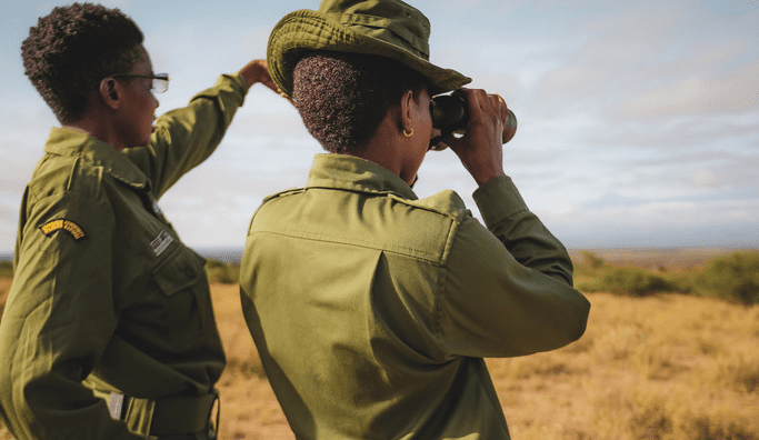 Field researchers tracking data for Burundi Wildlife Conservation Programs