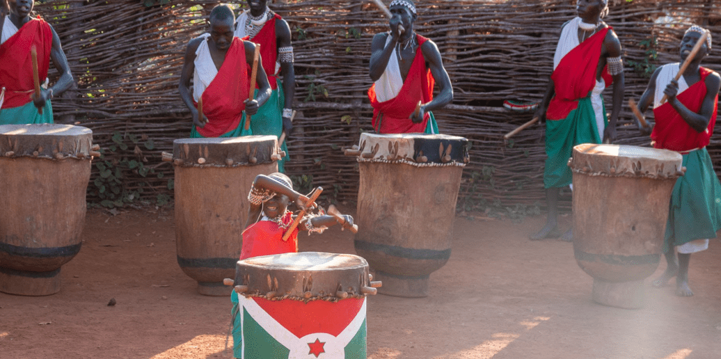Traditional royal drummers performing at Gishora Sanctuary
