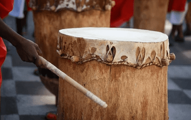 Traditional drumming class during Music & Dance Lessons