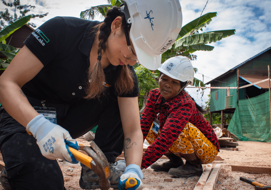 Volunteers building local infrastructure during Volunteer Tourism in Burundi